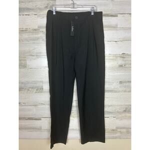 Lulus women extra large black dress pants trousers straight new pleated work